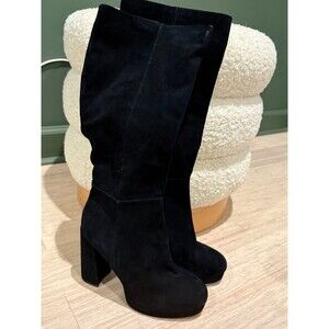 STEVE MADDEN Womens Black Comfort Marcello Round Toe Block Heel Zip-Up sz 8